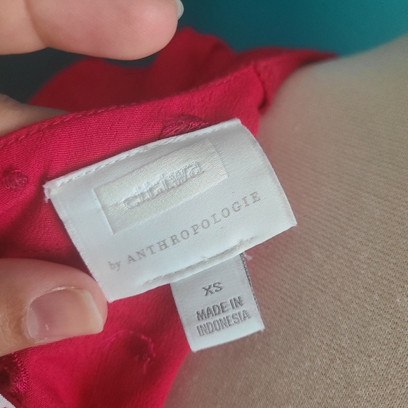 Ett:Twa Anthropologie hot pink polka dot embroidered romper v neck skort - Picture 6 of 7